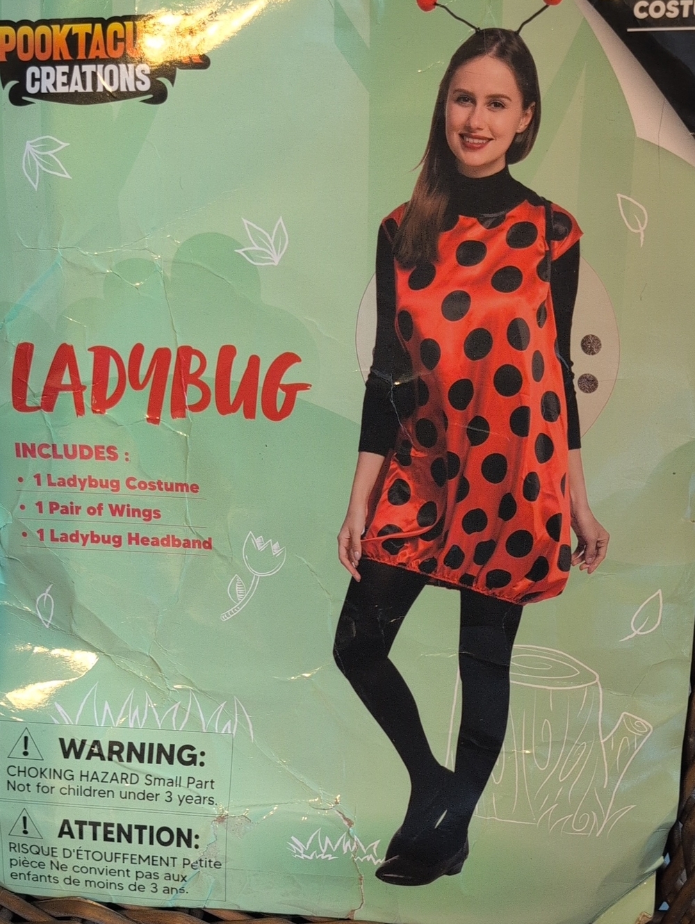 Ladybug Kids Costume Dress with Headband and Wings - Red/Black